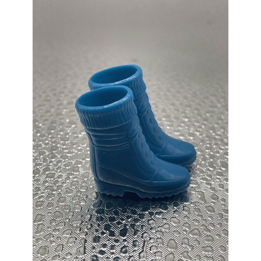 VTG Barbie doll ankle boots Fashion Avenue sock cuff blue tread faux‎ laces #17